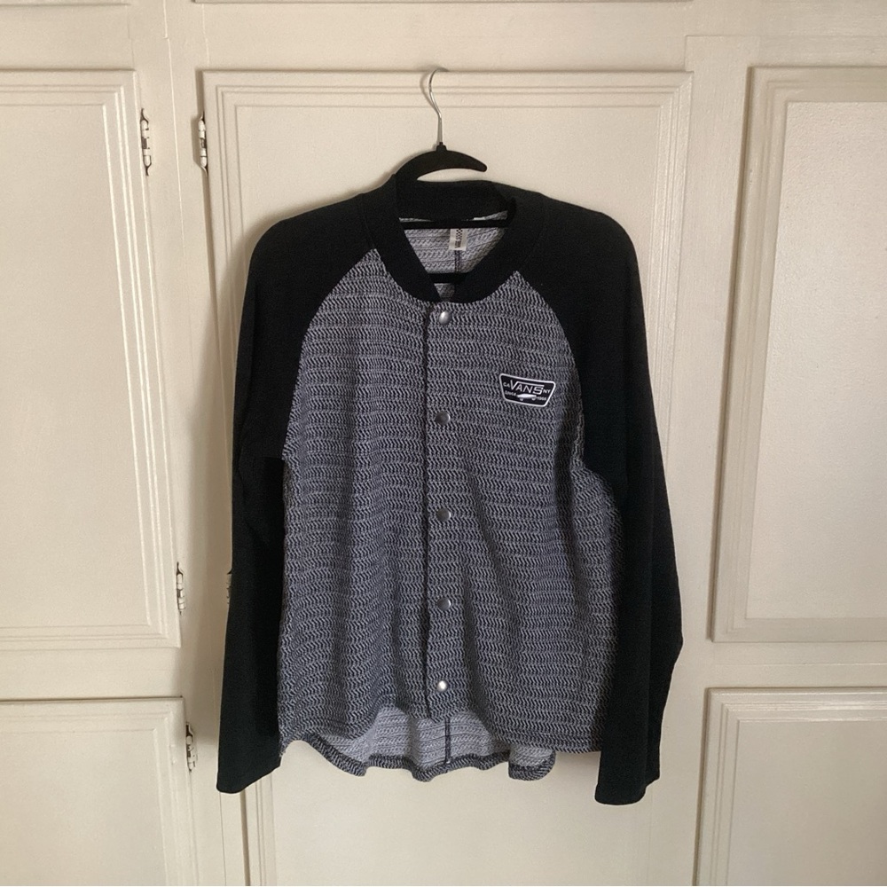 VANS Off The Wall Vandelion Varsity Fleece Snap Button Sweater Women's XL